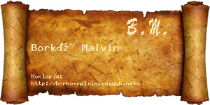 Borkó Malvin névjegykártya